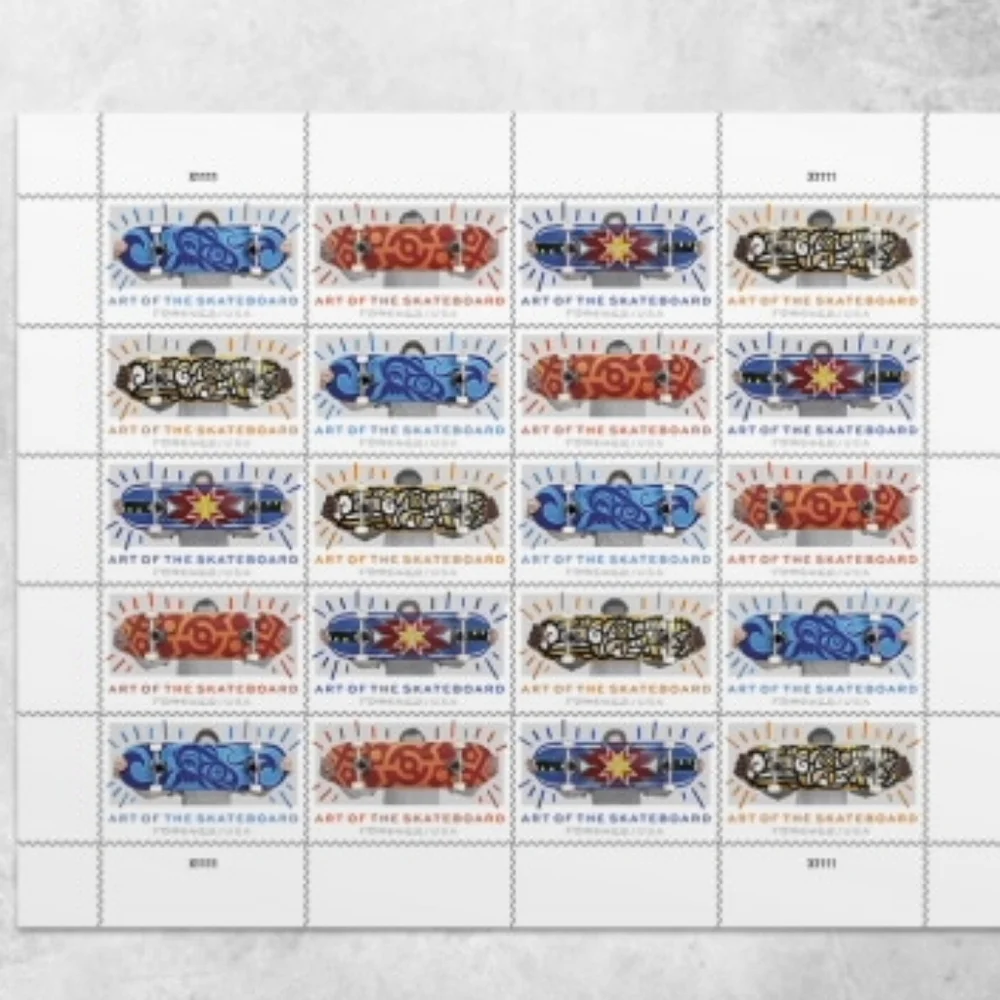 100 Art Of The Skateboard Forever '23 Postage Stamps USPS Bachelor Party Wedding